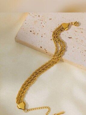 Gold Plated Stainless Steel Rope Chain Bracelet